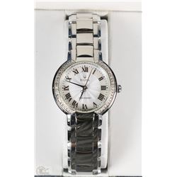#6)WOMENS BULOVA WATCH SILVER WITH DIAMONDS