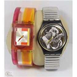 TWO SWISS VINTAGE SWATCH SPECIAL DIAL MEN & LADY