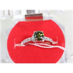 #21-.925 STERLING SILVER NATURAL PERIDOT & CZ RING