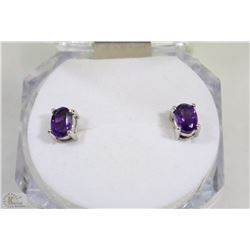 #19-.925 STERLING SILVER NATURAL AMETHYST EARRINGS