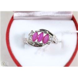 #4-.925 STERLING SILVER NATURAL ENHANCED RUBY & CZ