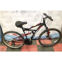 HUFFY MOUNTAIN BIKE WITH DUAL SUSPENSION,18 SPEED
