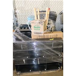 PALLET OF ESTATE GOODS INCL. METAL DESK FAN, AIR
