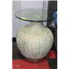 Image 1 : CARVED STYLE SHOWHOME VASE GLASS TOP END TABLE