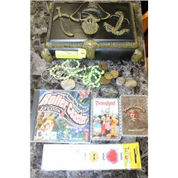 WALT DISNEY PIRATES TREASURE CHEST WITH CONTENTS