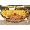 Image 1 : VINTAGE CARNIVAL GLASS 4-FOOTED FRUIT BOWL WITH