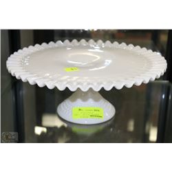 FLUTED MILK GLASS CAKE SERVER