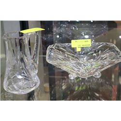 CUT GLASS DISH AND PITCHER