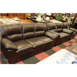 BROWN LEATHERTTE 3 PIECE SOFA SET