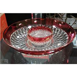 TWO CRANBERRY GLASS BOWLS