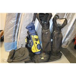 LOT OF ASSORTED GOLF CLUBS & BAGS INCLUDING TWO