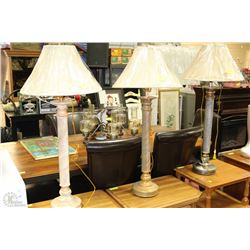 ASSORTED NEW TALL DECORATIVE LAMPS W/ SHADES X3