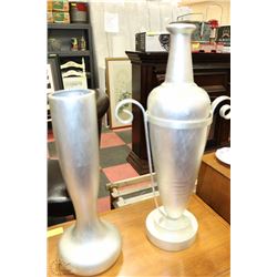PAIR OF NEW TALL SILVER DECORATIVE VASES