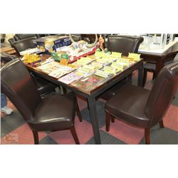 SOLID WOOD TOP & METAL DINING TABLE WITH SIX