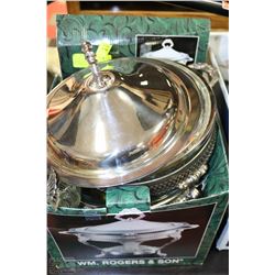 SILVER PLATED SERVING SET INCLUDES; FOOD SERVER,