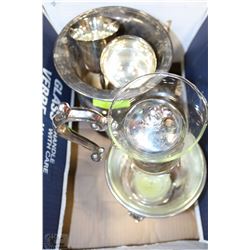 SILVER PLATED WINE GLASSES + BRASS LEAD ICE BUCKET