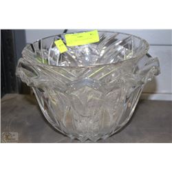LOT OF 2 THICK GLASS SERVING BOWLS