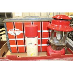 VINTAGE CAMPING LOT; FLAMINGO ICE CHEST, COLEMAN