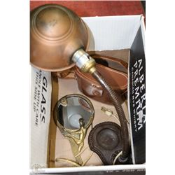 VINTAGE LAMP AND VINTAGE BRASS VANITY MIRROR ALSO