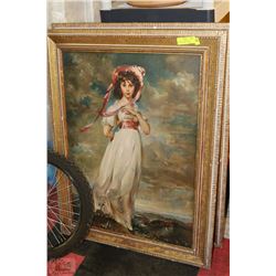 PAIR OF VINATGE FRAMED PICTURES OF YOUNG BOY+GIRL