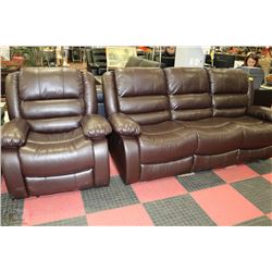 BRAND NEW BROWN LEATHERETTE RECLINING SOFA