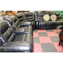 NEW BLACK LEATHERETTE RECLINING SECTIONAL