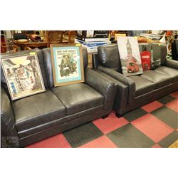 NEW CHARCOAL LEATHERETTE SOFA AND LOVE SEAT