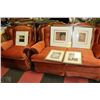 Image 1 : SOLID WOOD TRIM ORANGE LOVE SEAT AND CHAIR