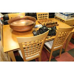 WOOD TABLE WITH LEAF AND 4 SIDECHAIRS