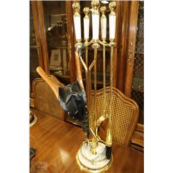 COMPLETE BRASS WITH MARBLE HANDLES+BASE WITH