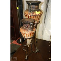 PAIR OF METAL AND TIN VASES