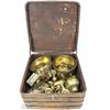 Image 1 : WOODEN BOX WITH BRASS DECOR INCL BELLS AND MORE
