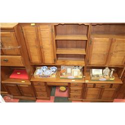 VILAS MAPLE DESK WITH HUTCH AND 2 VILAS SIDE
