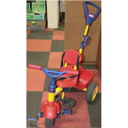 LITTLE TYKES PUSH TRIKE WITH SEATBELT AND BASKET