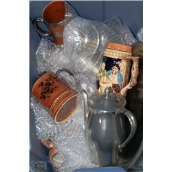 BIN WITH ESTATE STEINS LORD NELSON POTTERY, SILVER