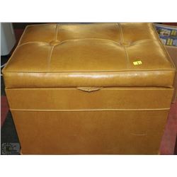 VINTAGE STORAGE STOOL WITH RECORDS AND 4 WHEEL