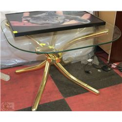 BRASS AND GLASS END TABLE