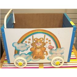 VINTAGE 1964 TOY BOX WITH WHEELS MADE IN CANADA
