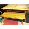 Image 1 : NATURAL PINE WOOD CHILDRENS TABLE WITH TWO BENCHES