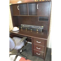 2 PC COMPUTER DESK WITH DRAWERS AND  OFFICE CHAIR