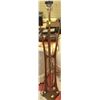 Image 1 : VINTAGE WOOD AND BRASS FLOOR LAMP -NO SHADE