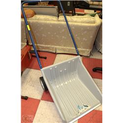 LARGE SNOW PUSHER  ON WHEELS