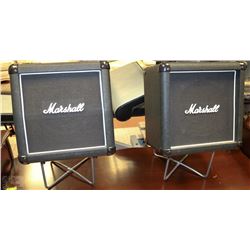 LOT OF 2 MARSHALL GUITAR SPEAKERS W/ STANDS