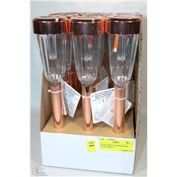 LOT OF TWELVE NEW  COPPER SOLAR STAKE LIGHTS