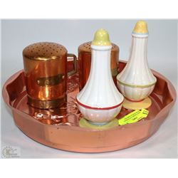 BRASS/CERAMIC S+P SHAKERS  WITH ASTROLOGICAL CAKE