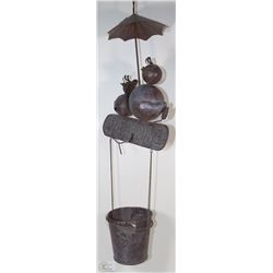 WROUGHT IRON WELCOME BIRD HANGING PLANTER