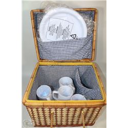 PICNIC BASKET WITH ALL PLATES,CUTLERY AND ETC