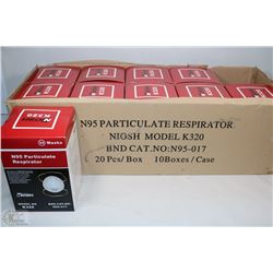 CASE OF 10 BOXES OF N95 PARTICULATE RESPIRATORS