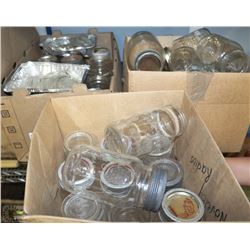 38 CANNING JARS MOSTLY GEM AND 32 EXTRA GLASS LIDS