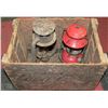 Image 1 : VINTAGE COCA-COLA CRATE WITH TWO VINTAGE LANTERNS